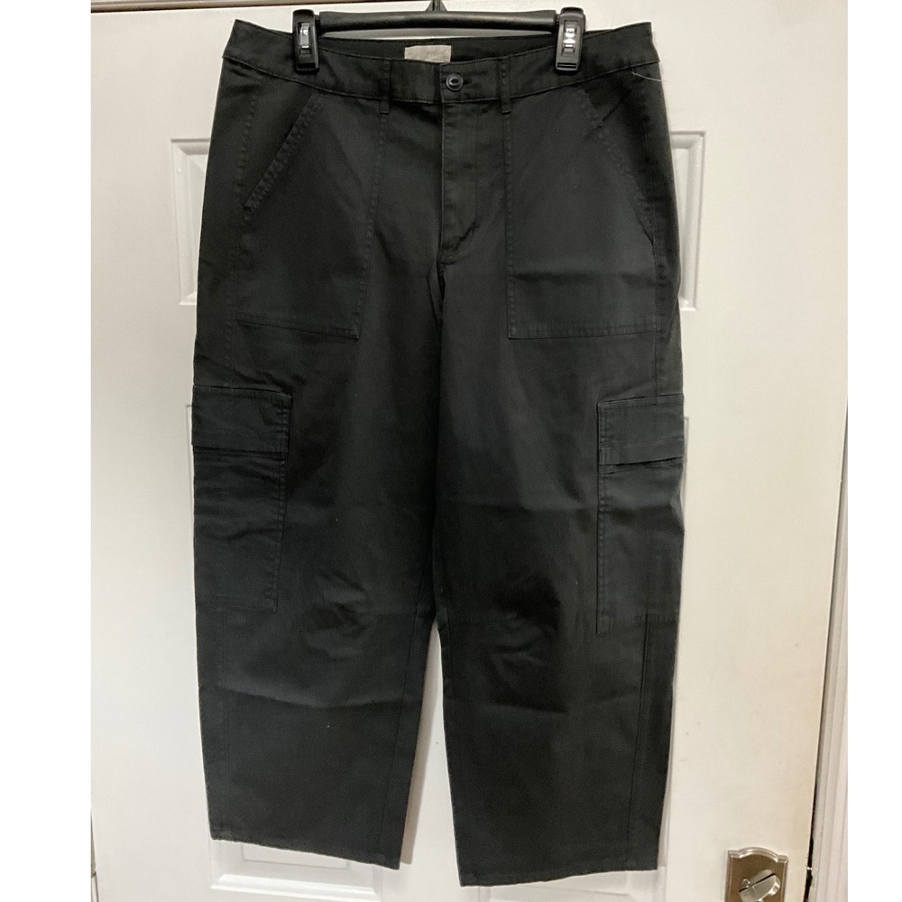 Universal Thread Womens Black Cargo Pants Wide Leg Crop Utility Size 12